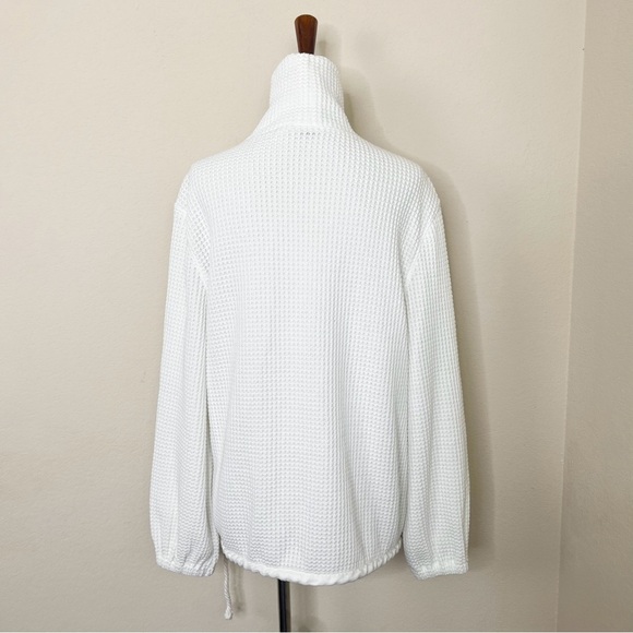 Faherty Echo Thermal Mock Neck Pullover Sweater White - Picture 9 of 15